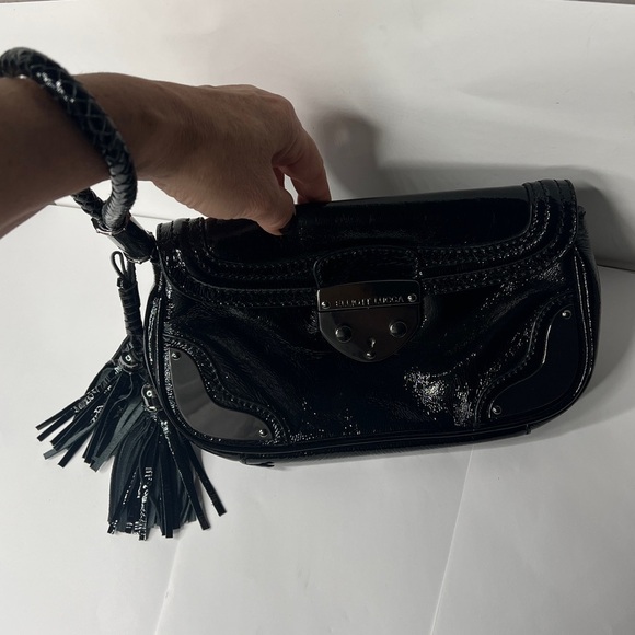 Elliott Lucca Patent Leather Blackened Metal Hardware Wristlet Clutch Bag - New - Picture 3 of 9